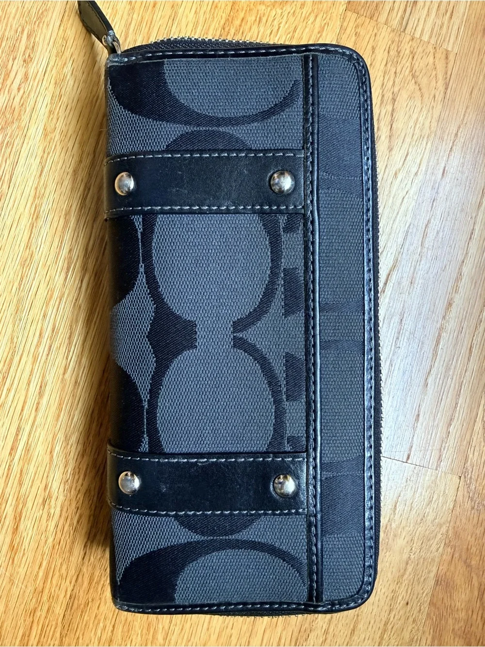 Coach Black Signature Buckle Zip-Around Wallet